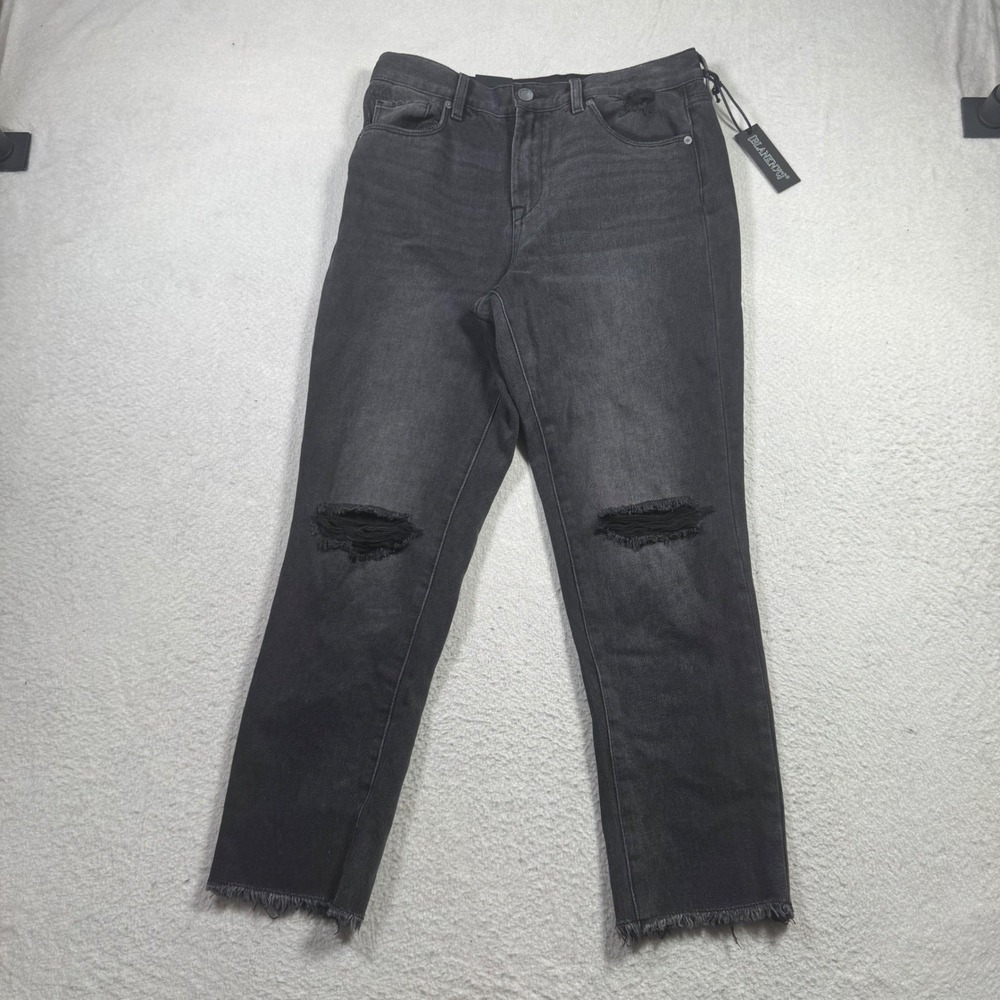 Blank NYC The Madison Crop Jeans Womens 28 Black New Distressed High Rise Frayed